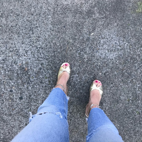 SOLD Free People Gisele Twist Pink Metallic Heels - Picture 2 of 2